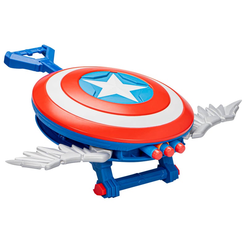 Marvel Mech Strike Mechasaurs Captain America Redwing Blaster, NERF Blaster with 3 Darts, Role Play Super Hero Toys for Kids Ages 5 and Up - Image 1