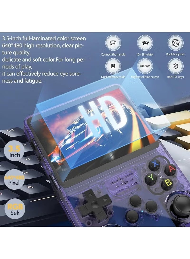 ELTRAZONE Retro Handheld Game Console with 64G Card – R36S Portable Gaming Device with Linux System, 13+ Emulators, 15000+ Classic Games & 3.5" IPS Screen (Purple 64G) - Image 4