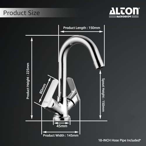 ALTON FAM3360 Brass, Centre Hole Basin Mixer (Chrome) - Image 2