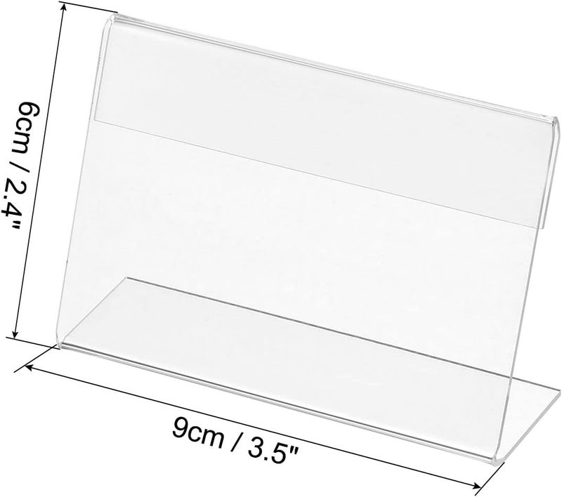 TPGP PATIKIL Mini Acrylic Sign Display Holder 3.5x2.4, 10 Pack Slant Back Name Card Tag Horizontal L Shape for Office, Store, Restaurant, Clear - Image 2