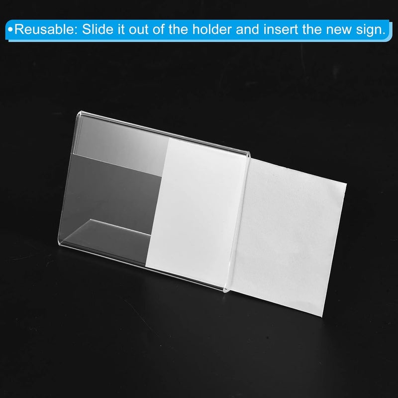 TPGP PATIKIL Mini Acrylic Sign Display Holder 3.5x2.4, 10 Pack Slant Back Name Card Tag Horizontal L Shape for Office, Store, Restaurant, Clear - Image 4