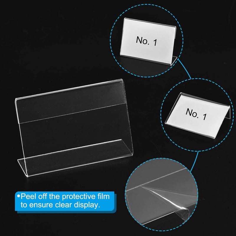 TPGP PATIKIL Mini Acrylic Sign Display Holder 3.5x2.4, 10 Pack Slant Back Name Card Tag Horizontal L Shape for Office, Store, Restaurant, Clear - Image 5