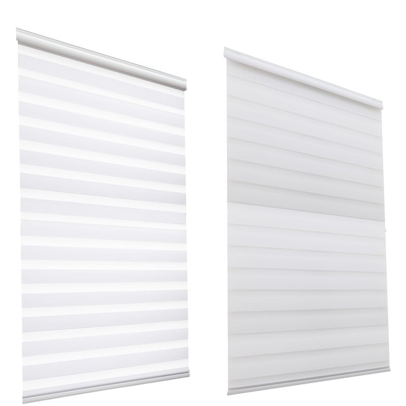 HSYLYM Blackout 100 Polyester Zebra Shades Day and Night Zebra Roller Blinds for Kitchen Bedroom Bathroom Width 115cm x Length 150cmWhite