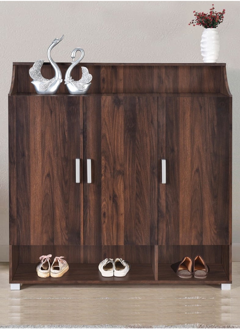 Capri Emotion 26-Pair Shoe Cabinet | Brown | 3 Doors - 8 Shelves | 39.4x123x120 cm | Engineered Wood With Foil Veneer Finish - pzsku/Z9D7EB681F9B1848262AFZ/45/_/1717478445/107b0c1e-8131-49c1-905d-6c91266e903a