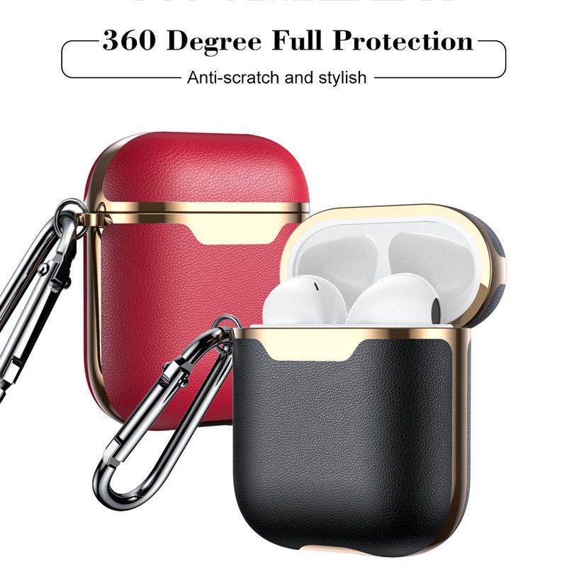 Leather Case For Airpods Wireless Earphone Cover Cases for Air Pods Headphone Box Protective Case with Climbing Hook - Image 3
