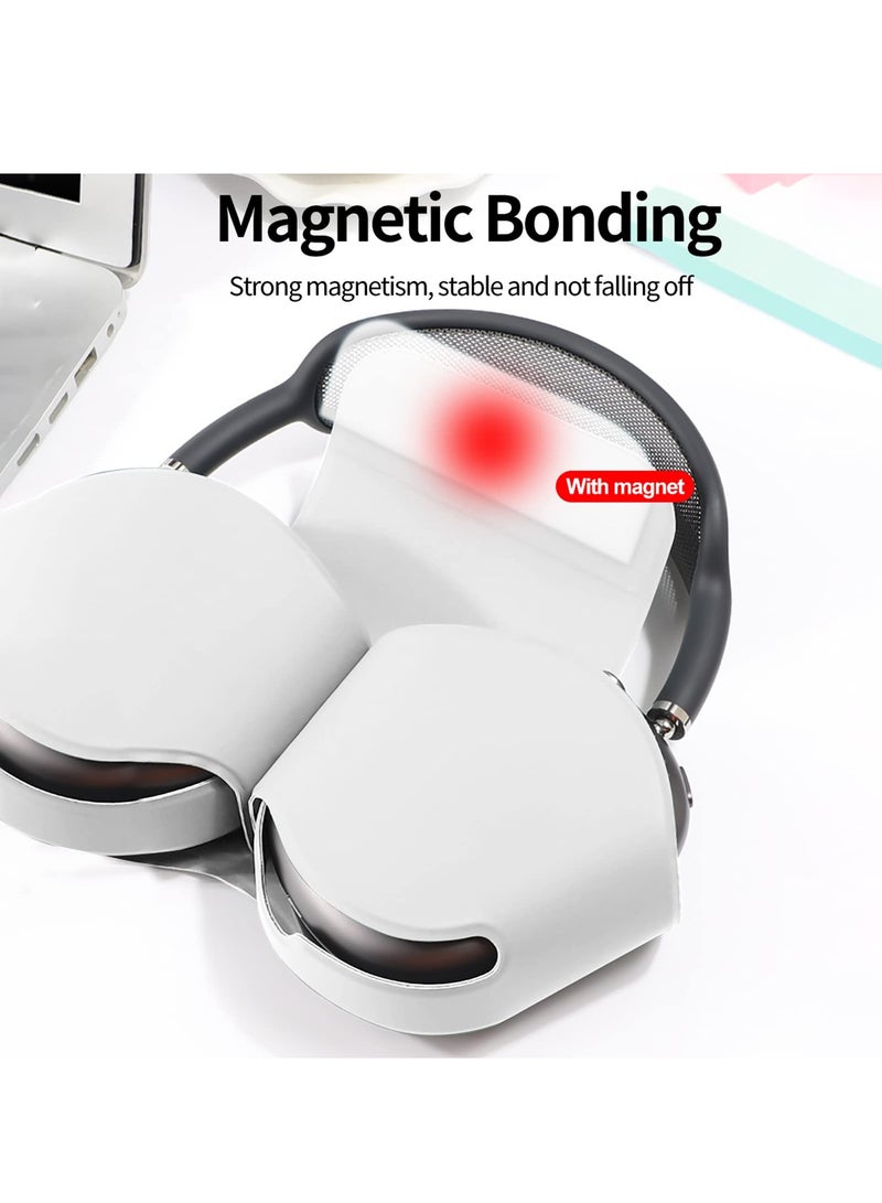 For Apple AirPods Max Case, Smart Automatic Sleep Headphones Silicone Storage Bag, Portable Travel Anti-Scratch Carrying Case, Compatible with AirPods Max Anti-Dust Protective Cover (White) - Image 5