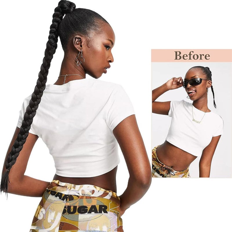 JZS Long Braided Ponytail Extension With Hair Tie - Straight Wrap Around Natural Soft Synthetic Hair Piece for Women - Image 2