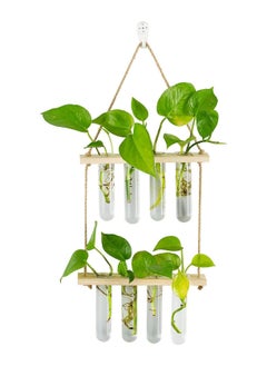 SYOSI SYOSI Hanging Propagation Station for Plants, 2 Layer Wall Hanging Wooden Nordic Creative Hydroponic Test Tube, for Home Office Wall Hanging Decoration, 8 Test Tubes  - Image 1