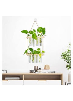 SYOSI SYOSI Hanging Propagation Station for Plants, 2 Layer Wall Hanging Wooden Nordic Creative Hydroponic Test Tube, for Home Office Wall Hanging Decoration, 8 Test Tubes  - Image 5