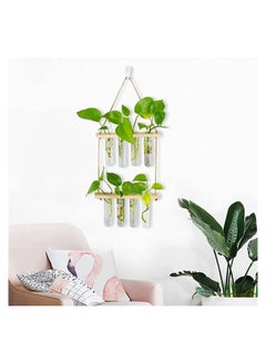 SYOSI SYOSI Hanging Propagation Station for Plants, 2 Layer Wall Hanging Wooden Nordic Creative Hydroponic Test Tube, for Home Office Wall Hanging Decoration, 8 Test Tubes  - Image 4