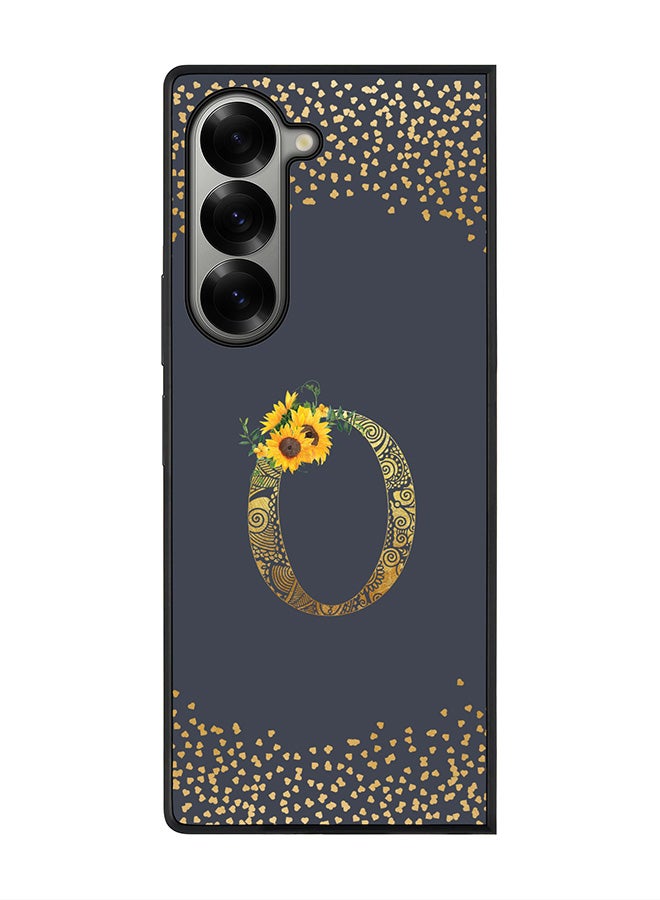 Stylizedd Rugged Black edge case for Samsung Galaxy Z Fold6, Slim fit Case Flexible Cover - Custom Monogram Initial Letter Floral Pattern Alphabet - O (Grey ) - Image 1
