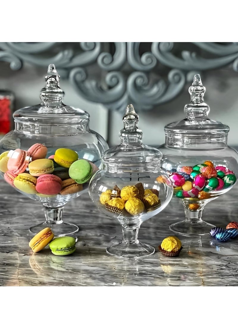 Portal Candy Glass Set with Lid 3 Pieces in Different Sizes (Clear)  - Image 1