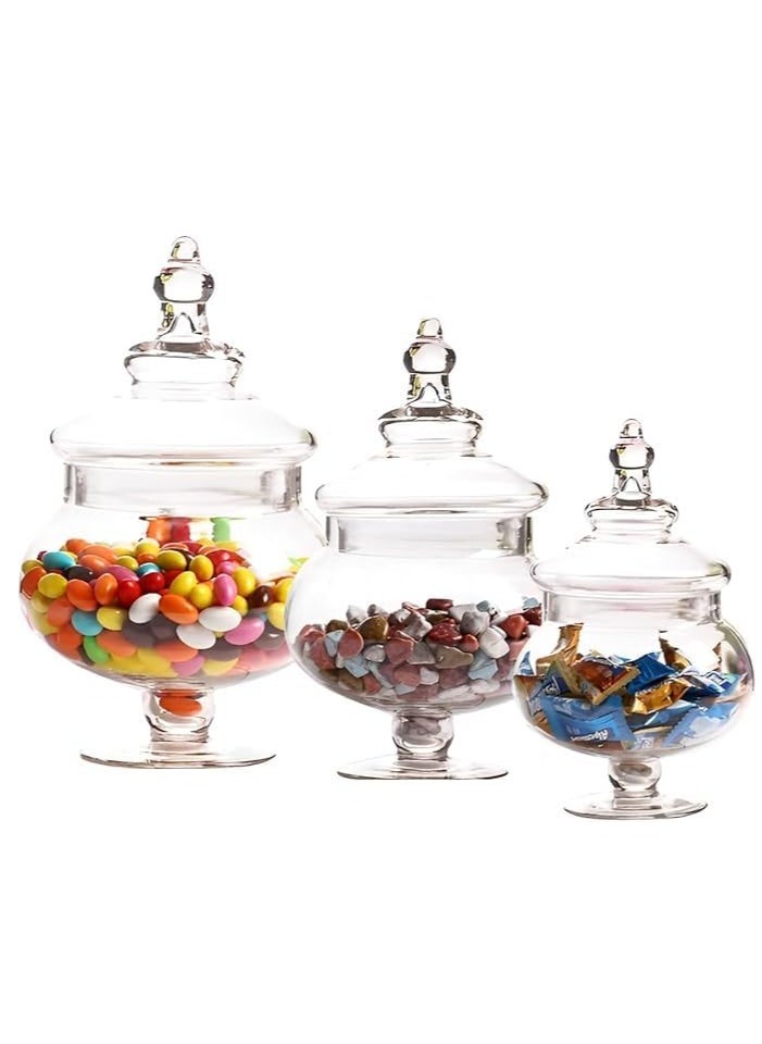 Portal Candy Glass Set with Lid 3 Pieces in Different Sizes (Clear)  - Image 2