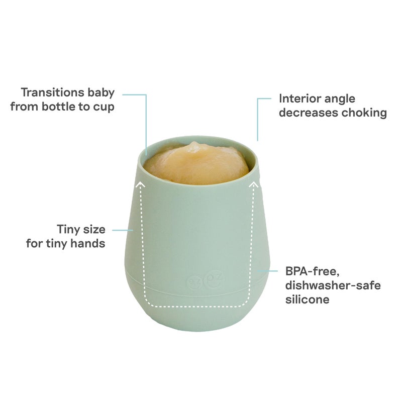ezpz Tiny Cup (Sage/Olive) - 4 months+ - 100% Silicone Training Cup for Infants - Designed by a Pediatric Feeding Specialist - Baby-Led Weaning Essentials & Baby Gifts - Image 2