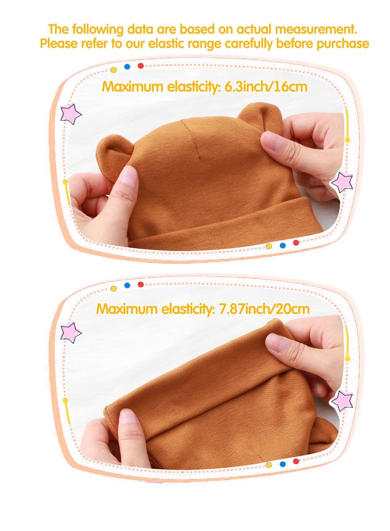 KASTWAVE Baby Fetal Cap Gloves Set, 6 Sets Newborn Cute Cotton Hospital Hat Mittens Baby Beanie Maternity Birth Accessories (White, Grey, Blue, Black, Dark Blue, Brown)  - Image 5