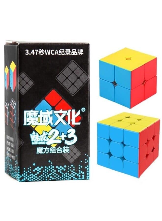 AMGRBCUBO MoYu Meilong 2x2 3x3 Speed Cube Set Meilong 2+3 Professional Magic Cube Stickerless 2 in 1 