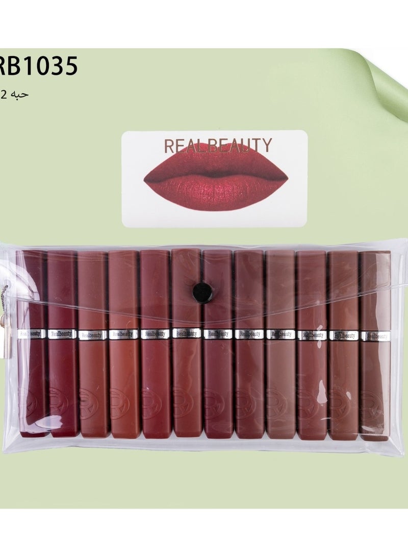 ريال بيوتي أحمر الشفاه ثابت من ريل بيوتي 12 قطعة متعدد الألوان - Image 2