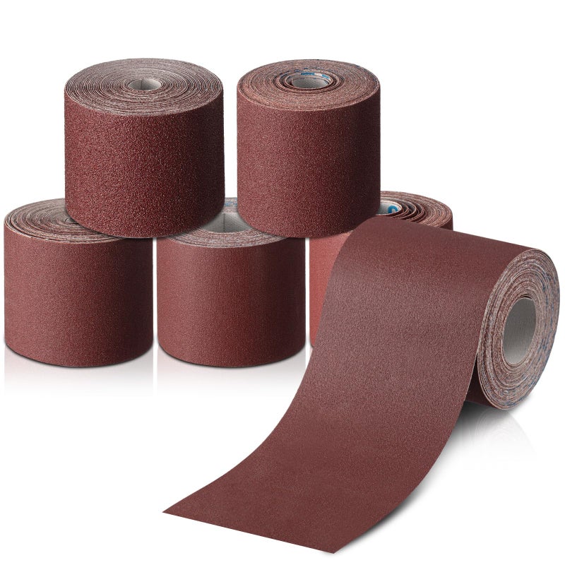 Dimsile 5 Rolls 3" Wide Emery Cloth Roll Abrasive Sandpaper Assortment Pack 80 150 240 320 400 Grits Sandpaper for Metal Wood Furniture Polishing(100 Feet, Each Roll 20 Feet) - Image 1