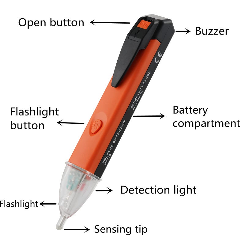 weikani Non-Contact Voltage Tester Tools,LED Flashlight,Buzzer Alarm,AC Voltage Detector Pen,Test Range 60V - 1000V for Live/Null Wire Judgment - Image 2