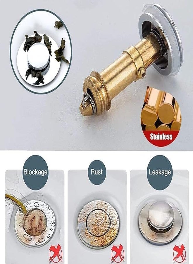 PIPULSE Universal Stainless Steel Pop-Up Sink Stopper & Wash Basin Bounce Drain Filter, Corrosion Resistant Sink Drain Stopper Kitchen, Bathroom, Sink, Drain Plug for Bathtub, washbasin, Sink - Image 3