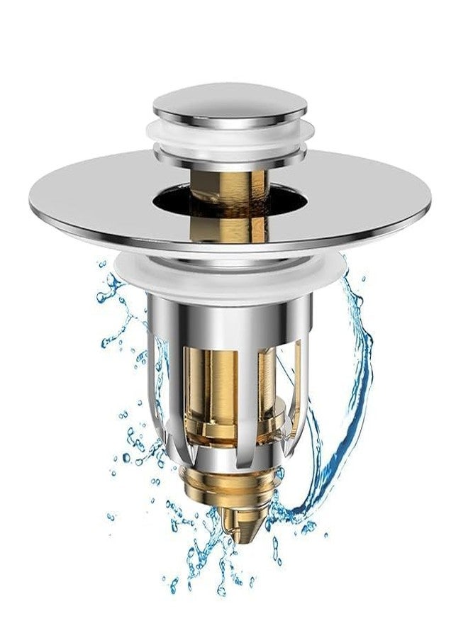 PIPULSE Universal Stainless Steel Pop-Up Sink Stopper & Wash Basin Bounce Drain Filter, Corrosion Resistant Sink Drain Stopper Kitchen, Bathroom, Sink, Drain Plug for Bathtub, washbasin, Sink - Image 2