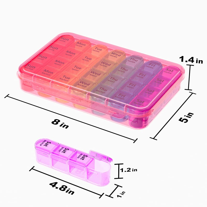 Daviky Weekly Pill Organizer, 7 Day Pill Organizer 4 Times a Day, Daily Pill Box 7 Day, Large Travel Pill Box with Removable Pill Case to Hold Vitamin, Supplement and Medication (Pink) - Image 2