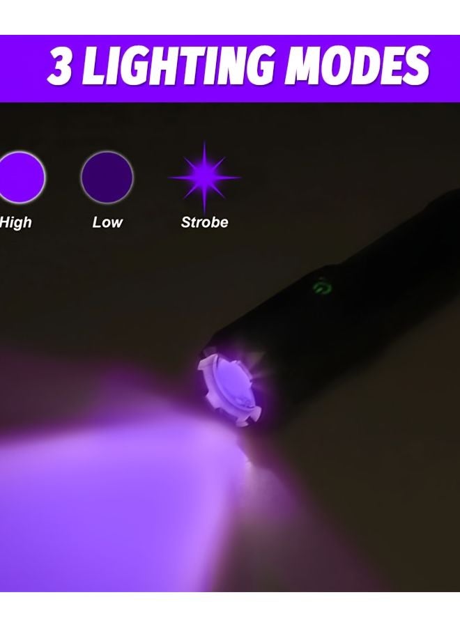 1pc UV Flashlight USB Rechargeable 395NM Zoomable 3 Modes Portable Black Light - Image 5