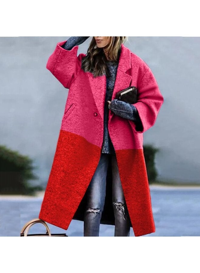 European And American Autumn Women's Clothing, Various Color-blocked Plaid Long-sleeved Lapel Outwears, Printed Dragon And Phoenix Woolen Outwears