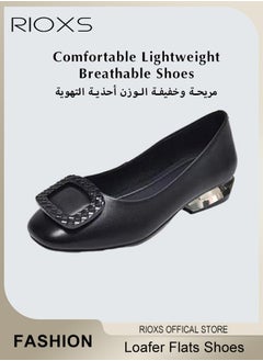 RIOXS Womens Loafers, Patent Leather Flats Shoes With Shoes Supportive, Comfort Square Toe Ballets Flats, Slip-Ons Uniform Formal Shoes, Dress Shoes With Low Block Heel, Casual Loafer Shoes For Wedding Driving Dating Work Business, Classical Walking Flats  - Image 2