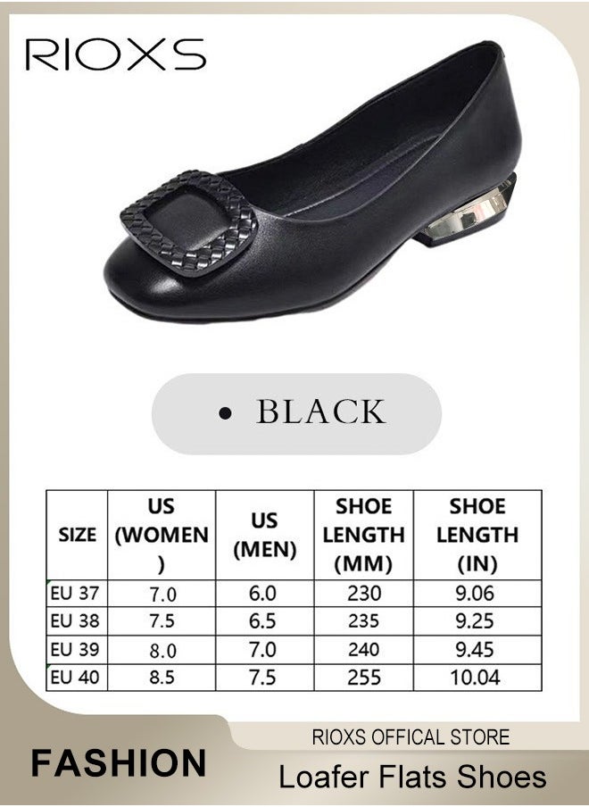 RIOXS - Womens Loafers, Patent Leather Flats Shoes With Shoes Supportive, Comfort Square Toe Ballets Flats, Slip-Ons Uniform Formal Shoes, Dress Shoes With Low Block Heel, Casual Loafer Shoes For Wedding Driving Dating Work Business, Classical Walking Flats - Image 1