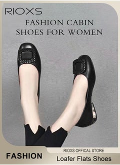 RIOXS Womens Loafers, Patent Leather Flats Shoes With Shoes Supportive, Comfort Square Toe Ballets Flats, Slip-Ons Uniform Formal Shoes, Dress Shoes With Low Block Heel, Casual Loafer Shoes For Wedding Driving Dating Work Business, Classical Walking Flats  - Image 4