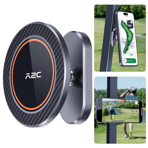 A2C Alloy Magnetic Golf Cart Phone Holder Compatible With MagSafe iPhone 17 Pro Max Air 16 Plus 15 14 13 12 Mini Fits EZGO, Club Car, Yamaha, Golf Cart Accessories Essentials Gift for Friend Men Women - Image 1