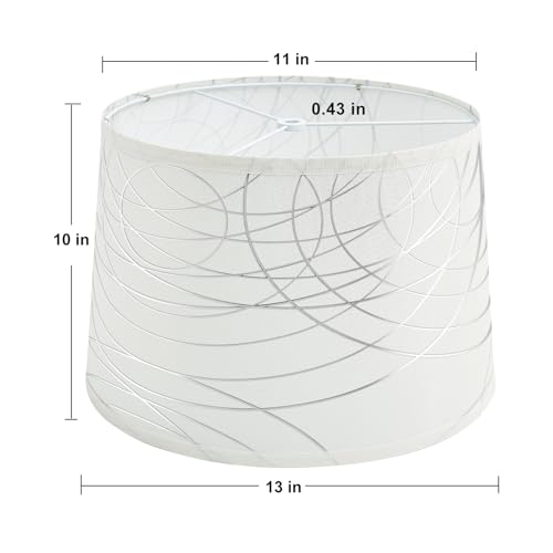 Luvkczc White Lampshades Set of 2 for Table Floor Lamp Lampshades with with Line Design 127 Top x 127 Bottom x 10 High Natural Linen Hand Crafted Lamp Shade Harp Holder Included - Image 3
