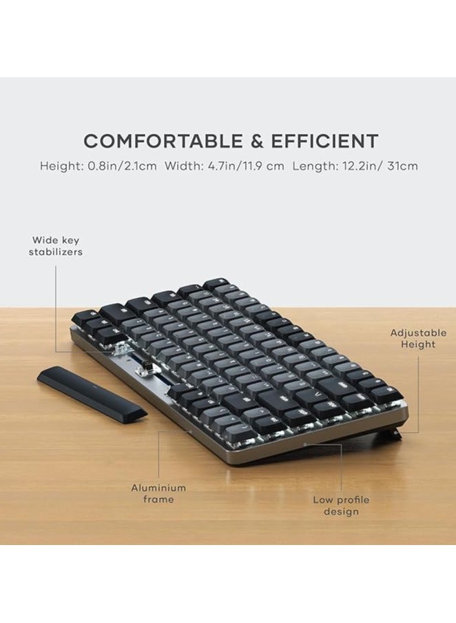 erorex 75% Mechanical Keyboard, LED Backlit Bluetooth Keyboard, 84 Keys Compact Wireless Keyboard, Gaming Keyboard for Mac and Windows - Dark Grey/Grey - Image 2
