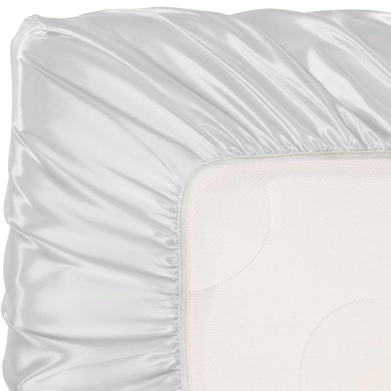 Pro Goleem Satin Soft Crib Sheet Great for Baby with Sensitive Hair Silky Baby Sheet White Unisex 52â€™â€™x28â€™â€™x8â€™â€™ Fitted Sheet - Image 4