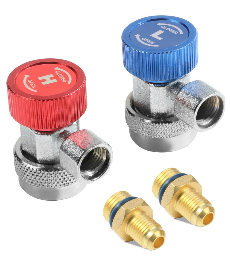 SUJADE YAKEFLY AC R134A Adapter Fittings,R134a Connector 1/4 Inch Quick Connector with Manifold Gauge Set, Adjustable Quick Coupler Adapters Fitting Kit for R134a Car AC System Evacuation Recharging and More - Image 1