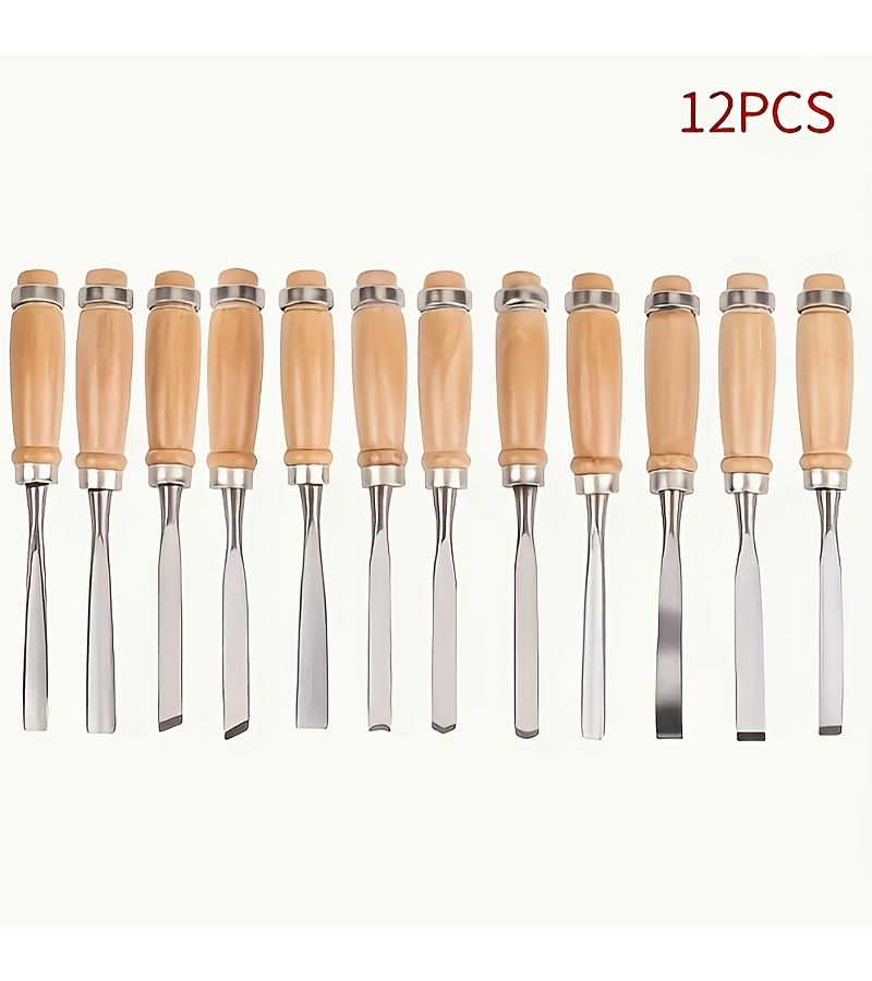 12pcs Professional Wood Carving Chisel Set High Manganese Steel Blades Beech Wooden Handle Heavy Duty Polished Manual Woodworking Tools Kit Durable Black Case For Sculpting Carving Beginner To Expert - Image 4