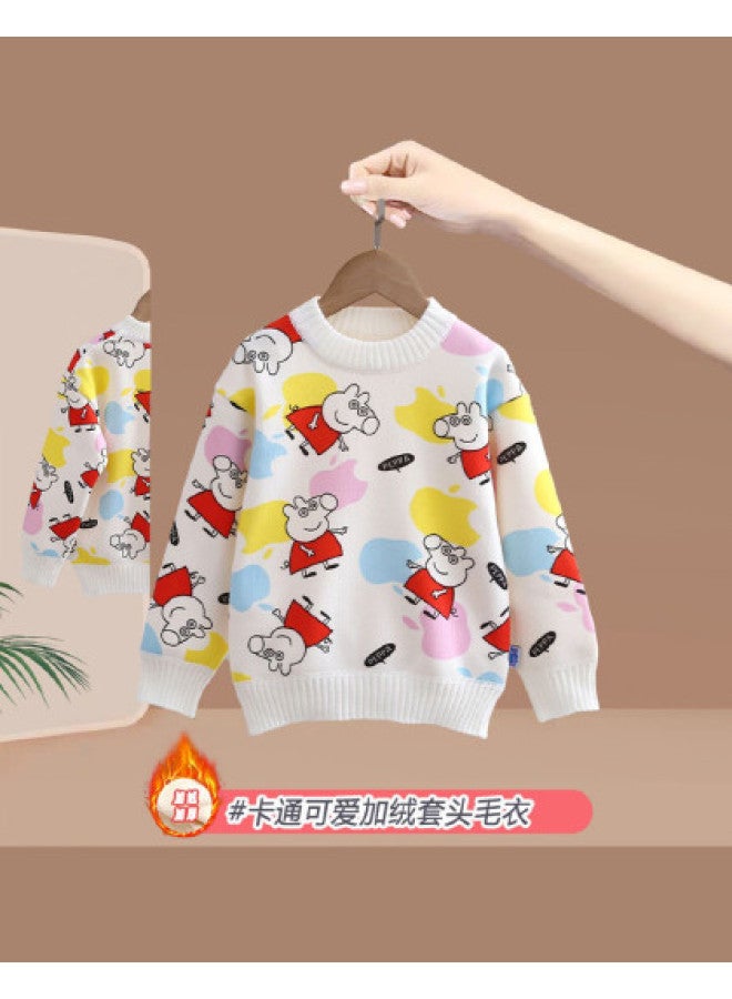 peppa Pig Autumn/winter New Fleece-lined Warm Knitted Kids Clothing - Image 1