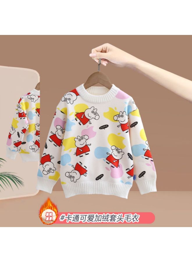 peppa Pig Autumn/winter New Fleece-lined Warm Knitted Kids Clothing - Image 2