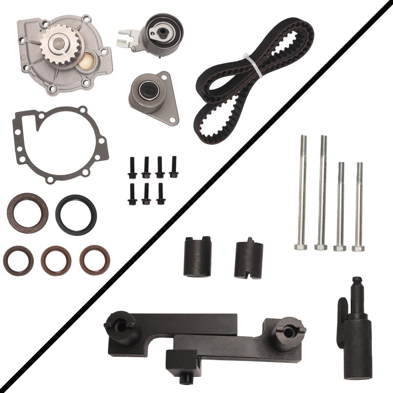 JAVOUKA Timing Locking Tool Belt with Water Pump Camshaft Crankshaft Fit for Volvo C30 C70 S40 S60 S80 V50 V70 XC70 XC90 23L 24L 25L to 3887615 3188689 9995452 TCKWP331A