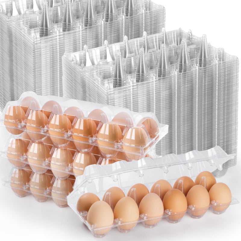 AYAYGD 100 Pack Plastic Egg Cartons Cheap Bulk1 Dozen Clear Empty Egg Containers for Chicken Eggs 2x6 Grids Reusable Egg Holder Egg Trays for Family Chicken Farm Markets Display Medium Egg Container - Image 2
