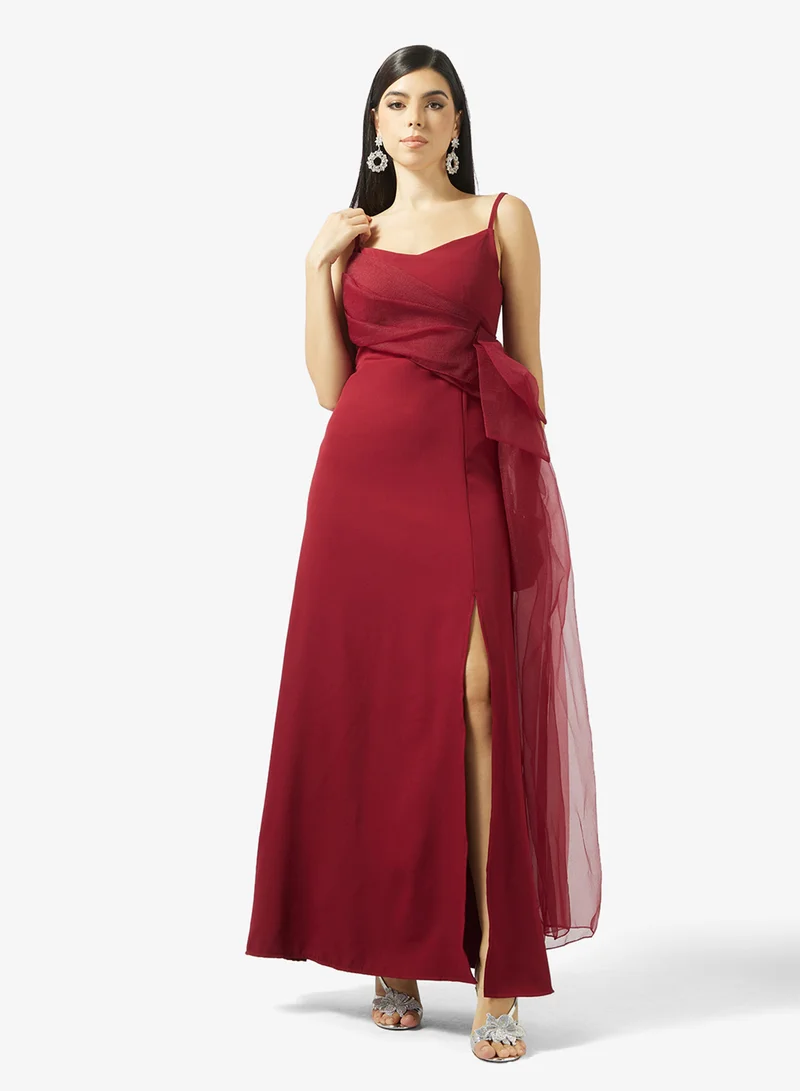 Draped Evening Dress With Slit