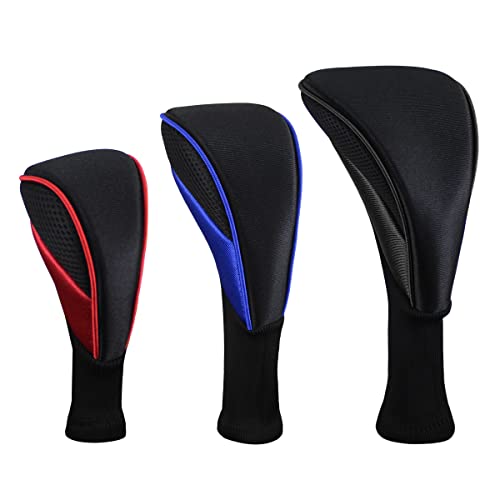 Scott Edward 3Pcs Long Neck Mesh Golf Club Headcovers Set Golf Club Head Covers for Driver Fairway Hybrids Woods - Image 2