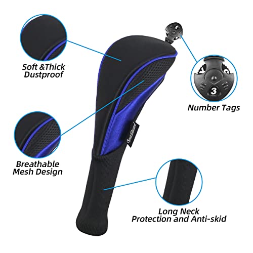 Scott Edward 3Pcs Long Neck Mesh Golf Club Headcovers Set Golf Club Head Covers for Driver Fairway Hybrids Woods - Image 5