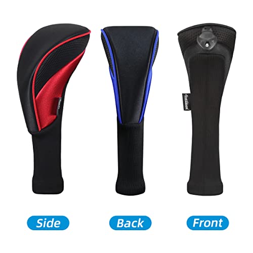 Scott Edward 3Pcs Long Neck Mesh Golf Club Headcovers Set Golf Club Head Covers for Driver Fairway Hybrids Woods - Image 3