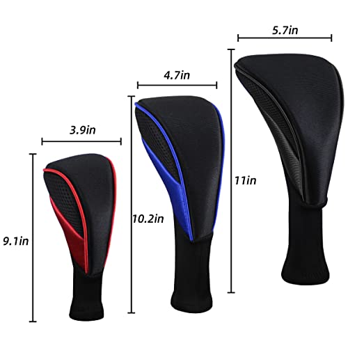 Scott Edward 3Pcs Long Neck Mesh Golf Club Headcovers Set Golf Club Head Covers for Driver Fairway Hybrids Woods - Image 4