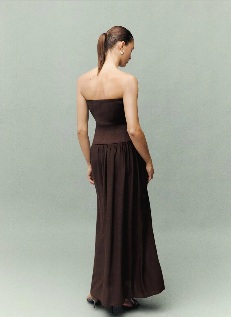 MANGO Combined strapless dress