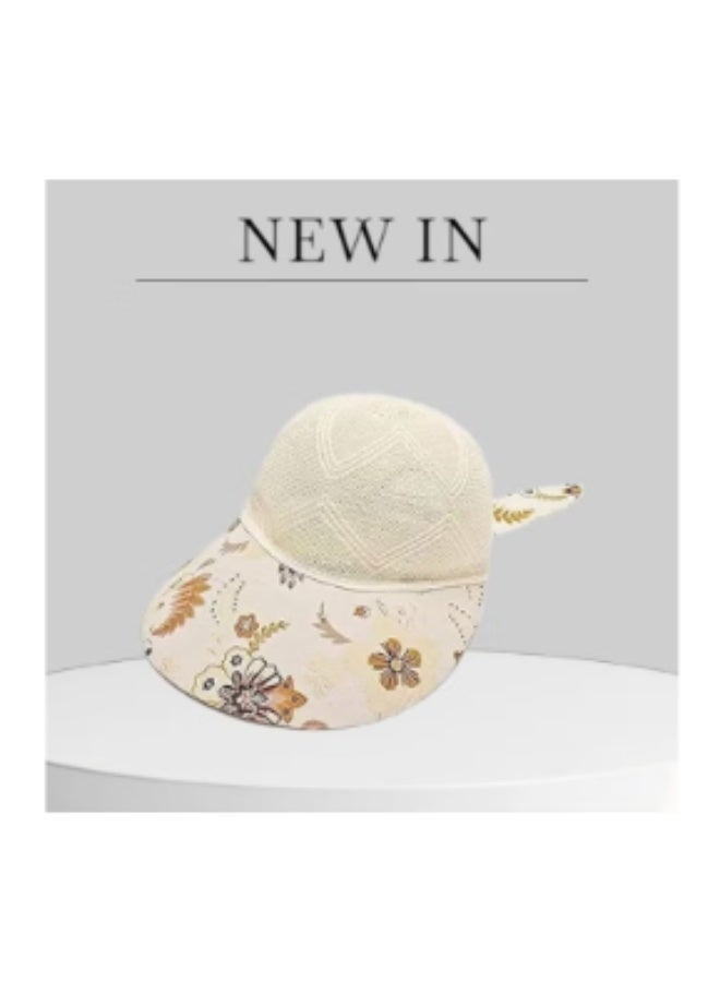 Full Neck Cap Hijab Base – Pure White Color | Comfortable & Stylish Undercap for All Hijabs & Off-white Cream-colored Mesh Summer Cap with Floral - Print – Breathable Lightweight Hat with Cute Ear Accent for Sunny Outdoor Adventures-designBundle - Image 3