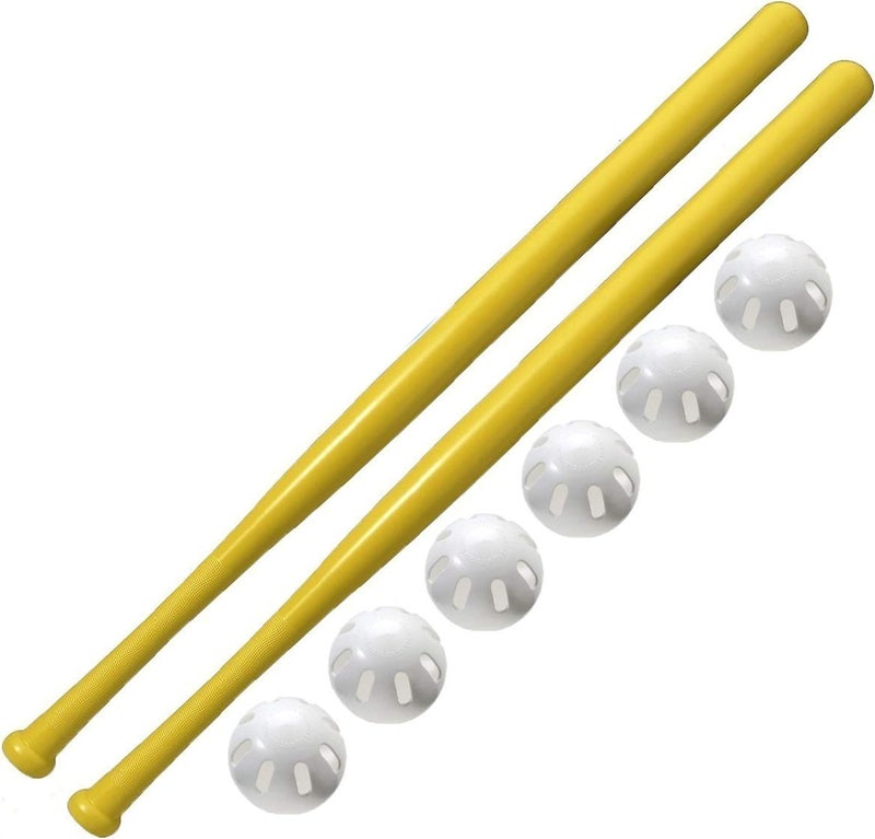 Ball 2 Pack 32" Bats and 6 Baseballs Official Size = 8 Pack