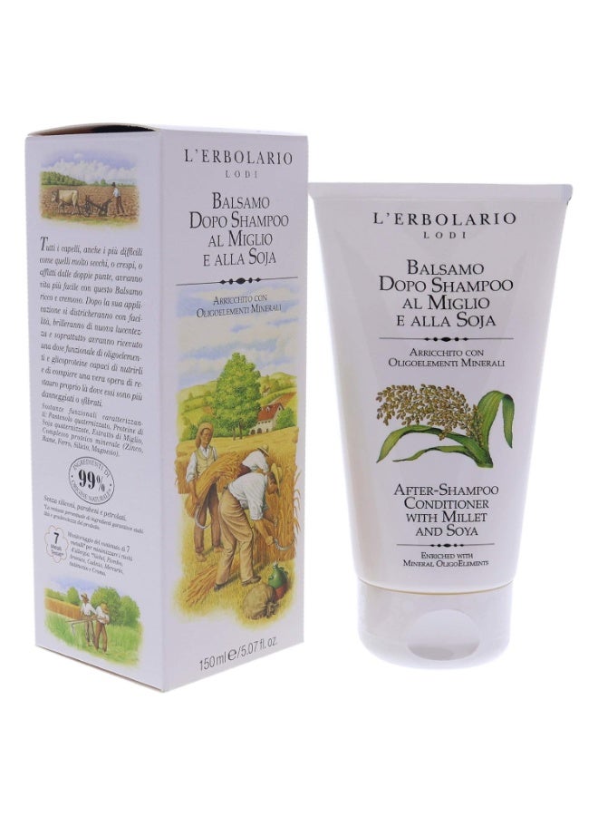 L'Erbolario L'Erbolario Millet and Soya After-Shampoo Hair Conditioner - Conditioner for Women and Men to Prevent Hair Loss - Protects Damaged, Dry Locks - 5.1 oz - Image 2